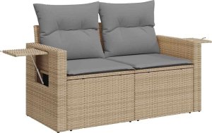 vidaXL 7-cz. zestaw wypoczynkowy do ogrodu, z poduszkami, beżowy 4