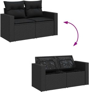 vidaXL 7-cz. zestaw wypoczynkowy do ogrodu, z poduszkami, czarny 9