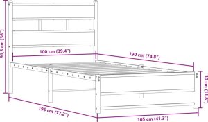 vidaXL vidaXL Metalowa rama łóżka, bez materaca, przydymiony dąb, 100x190 cm 9