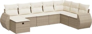 vidaXL vidaXL 8-cz. zestaw mebli ogrodowych z poduszkami, beżowy, polirattan 2