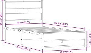 vidaXL vidaXL Metalowa rama łóżka, bez materaca, przydymiony dąb, 80x200 cm 9