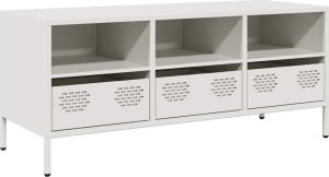 vidaXL vidaXL Szafka RTV, biała, 101,5x39x43,5 cm, stal walcowana na zimno 2