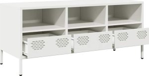 vidaXL vidaXL Szafka RTV, biała, 101,5x39x43,5 cm, stal walcowana na zimno 5