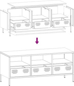 vidaXL vidaXL Szafka RTV, biała, 101,5x39x43,5 cm, stal walcowana na zimno 10