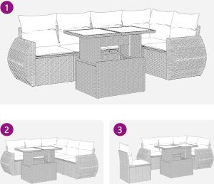 vidaXL vidaXL 6-cz. zestaw mebli ogrodowych z poduszkami, beżowy, polirattan 7