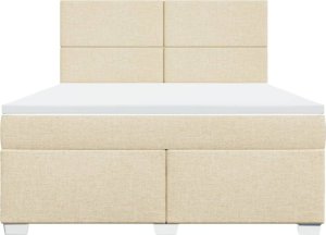 vidaXL Łóżko kontynentalne z materacem, kremowe, tkanina, 180x200 cm 4