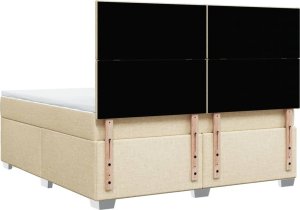 vidaXL Łóżko kontynentalne z materacem, kremowe, tkanina, 180x200 cm 10