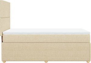 vidaXL Łóżko kontynentalne z materacem, kremowe, tkanina, 90x190 cm 5