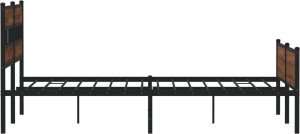 vidaXL Metalowa rama łóżka, bez materaca, brązowy dąb, 200x200 cm 5