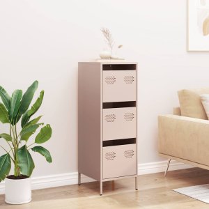 vidaXL vidaXL Szafka, różowa, 39x35x103,5 cm, stal 3