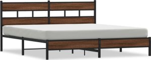 vidaXL vidaXL Metalowa rama łóżka, bez materaca, brązowy dąb, 180x200 cm 2