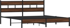 vidaXL vidaXL Metalowa rama łóżka, bez materaca, brązowy dąb, 180x200 cm 3