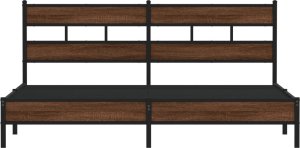 vidaXL vidaXL Metalowa rama łóżka, bez materaca, brązowy dąb, 180x200 cm 4