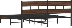 vidaXL vidaXL Metalowa rama łóżka, bez materaca, brązowy dąb, 180x200 cm 6