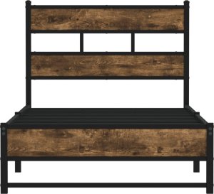vidaXL vidaXL Metalowa rama łóżka, bez materaca, przydymiony dąb, 100x200 cm 4