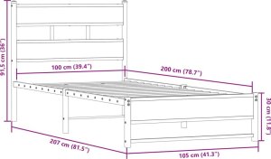 vidaXL vidaXL Metalowa rama łóżka, bez materaca, przydymiony dąb, 100x200 cm 9