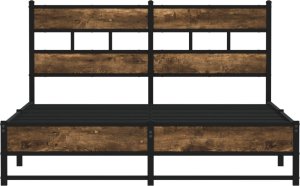 vidaXL vidaXL Metalowa rama łóżka, bez materaca, przydymiony dąb, 160x200 cm 4