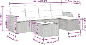vidaXL vidaXL 6-cz. zestaw mebli ogrodowych z poduszkami, beżowy, polirattan 12