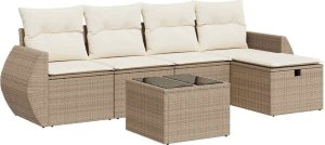 vidaXL vidaXL 6-cz. zestaw mebli ogrodowych z poduszkami, beżowy, polirattan 2