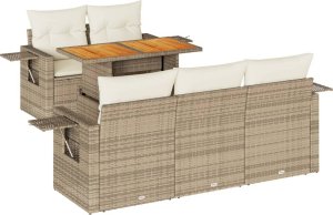 vidaXL vidaXL 6-cz. zestaw mebli ogrodowych z poduszkami, beżowy, polirattan 2