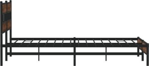 vidaXL vidaXL Metalowa rama łóżka, bez materaca, brązowy dąb, 193x203 cm 5