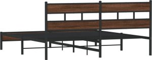 vidaXL vidaXL Metalowa rama łóżka, bez materaca, brązowy dąb, 193x203 cm 6