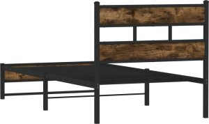 vidaXL vidaXL Metalowa rama łóżka, bez materaca, przydymiony dąb, 75x190 cm 6
