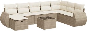 vidaXL vidaXL 9-cz. zestaw mebli ogrodowych z poduszkami, beżowy, polirattan 2