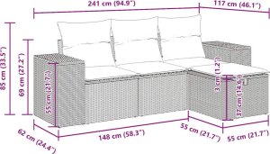 vidaXL 4-cz. zestaw mebli ogrodowych z poduszkami, beżowy, polirattan 12