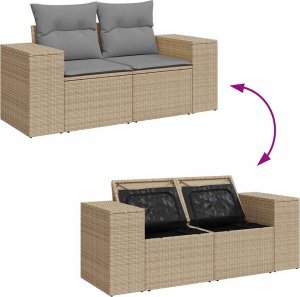 vidaXL 4-cz. zestaw mebli ogrodowych z poduszkami, beżowy, polirattan 7