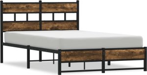 vidaXL vidaXL Metalowa rama łóżka, bez materaca, przydymiony dąb, 120x200 cm 2