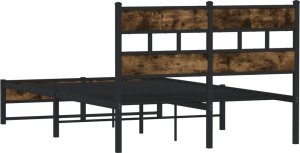 vidaXL vidaXL Metalowa rama łóżka, bez materaca, przydymiony dąb, 120x200 cm 6