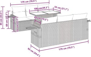 vidaXL 7-cz. zestaw wypoczynkowy do ogrodu, z poduszkami, czarny 12