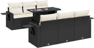 vidaXL 7-cz. zestaw wypoczynkowy do ogrodu, z poduszkami, czarny 2