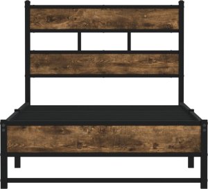 vidaXL vidaXL Metalowa rama łóżka, bez materaca, przydymiony dąb, 90x190 cm 4