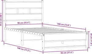 vidaXL vidaXL Metalowa rama łóżka, bez materaca, przydymiony dąb, 90x190 cm 9