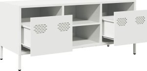 vidaXL vidaXL Szafka RTV, biała, 101,5x39x43,5 cm, stal walcowana na zimno 5