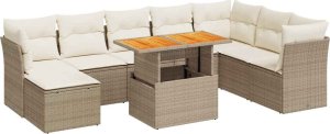 vidaXL vidaXL 9-cz. zestaw mebli ogrodowych z poduszkami, beżowy, polirattan 2