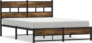 vidaXL vidaXL Metalowa rama łóżka, bez materaca, przydymiony dąb, 140x190 cm 2