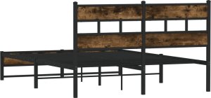 vidaXL vidaXL Metalowa rama łóżka, bez materaca, przydymiony dąb, 140x190 cm 6