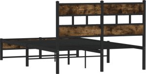 vidaXL vidaXL Metalowa rama łóżka, bez materaca, przydymiony dąb, 120x190 cm 6