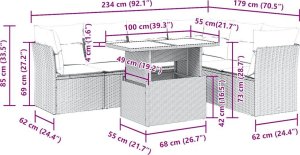 vidaXL 7-cz. zestaw wypoczynkowy do ogrodu, z poduszkami, czarny 12