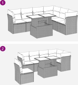 vidaXL 7-cz. zestaw wypoczynkowy do ogrodu, z poduszkami, czarny 9