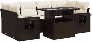 vidaXL 7-cz. zestaw wypoczynkowy do ogrodu, z poduszkami, brązowy 2