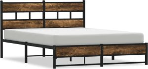 vidaXL vidaXL Metalowa rama łóżka, bez materaca, przydymiony dąb, 140x200 cm 2