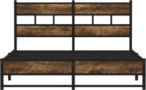 vidaXL vidaXL Metalowa rama łóżka, bez materaca, przydymiony dąb, 140x200 cm 4
