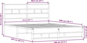 vidaXL vidaXL Metalowa rama łóżka, bez materaca, przydymiony dąb, 140x200 cm 9