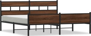 vidaXL vidaXL Metalowa rama łóżka, bez materaca, brązowy dąb, 183x213 cm 2