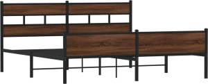 vidaXL vidaXL Metalowa rama łóżka, bez materaca, brązowy dąb, 183x213 cm 3