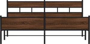 vidaXL vidaXL Metalowa rama łóżka, bez materaca, brązowy dąb, 183x213 cm 4